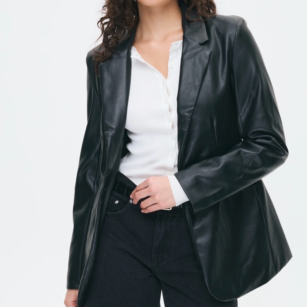 Glassons Black Faux Leather Blazer